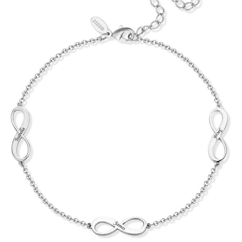 Custom Engraved Infinity Anklet 925 Sterling Silver Personal Ts