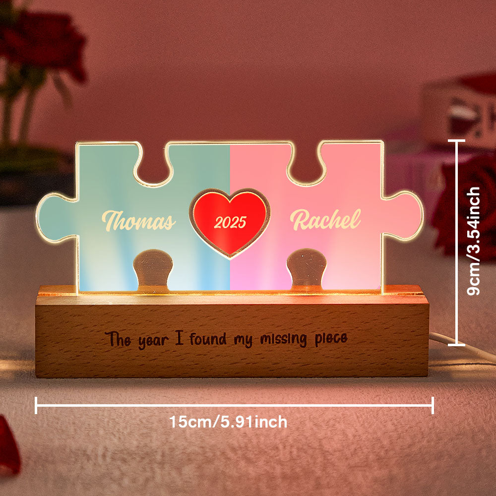 Personalised Couple Name Puzzle LED Night Light Gifts for Lover