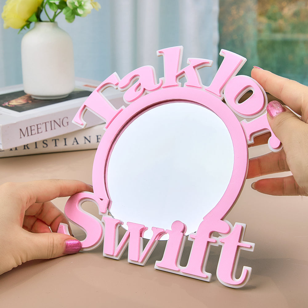 Personalized 3D Printed Mirror with Text Makeup Mirror Birthday Gift for Her