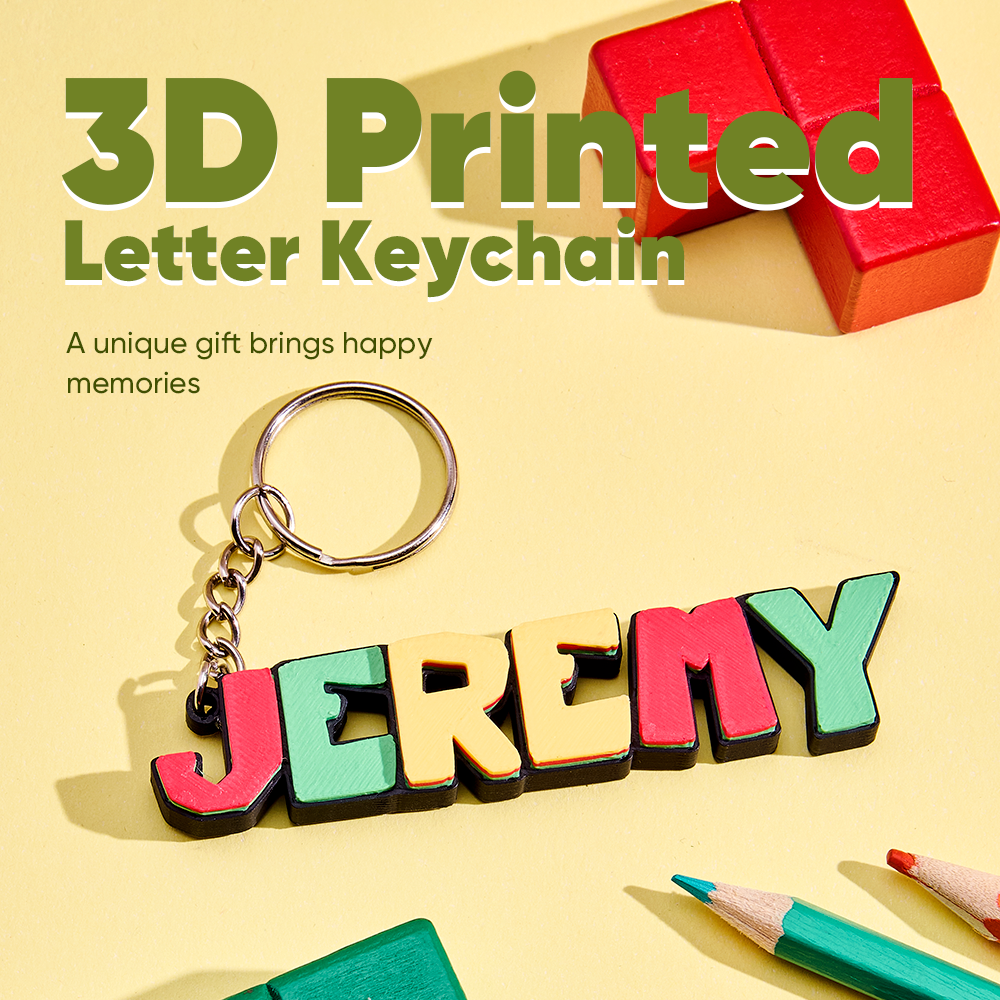 Personalised 3D Cartoon Keyring with Decorative Name Plate Back to School Gift for Kids Teacher