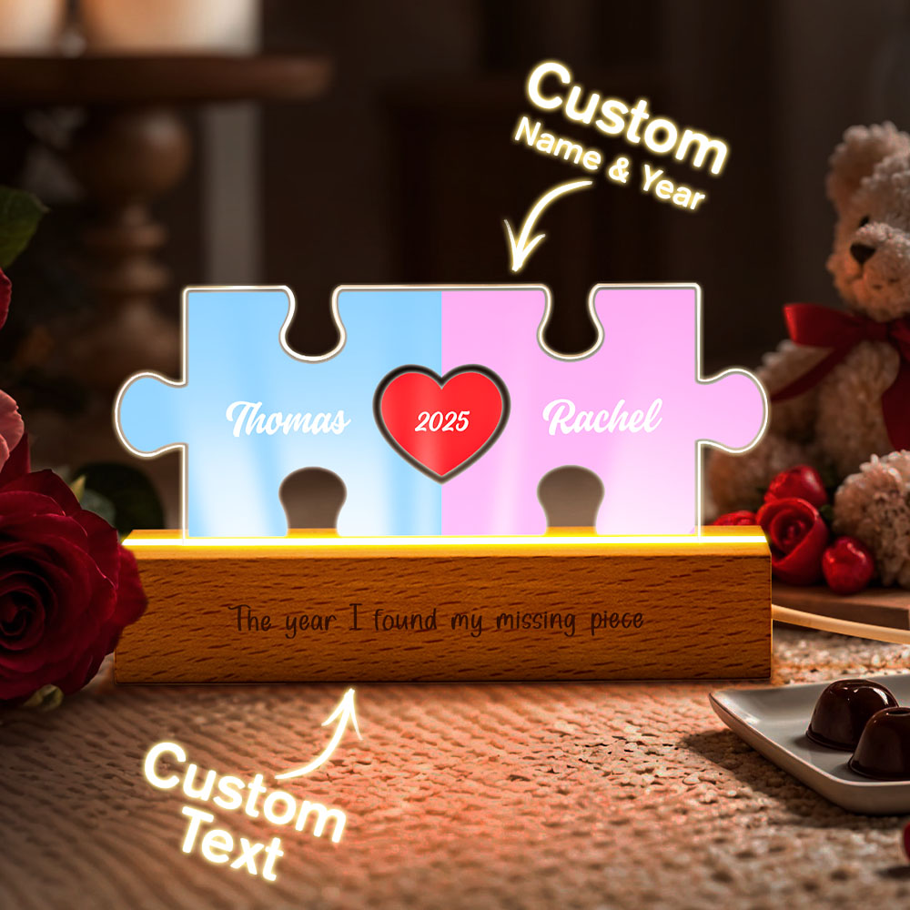 Personalised Couple Name Puzzle LED Night Light Gifts for Lover