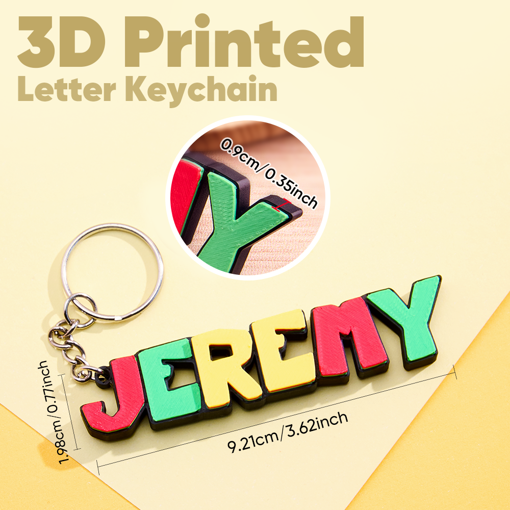 Personalised 3D Cartoon Keyring with Decorative Name Plate Back to School Gift for Kids Teacher