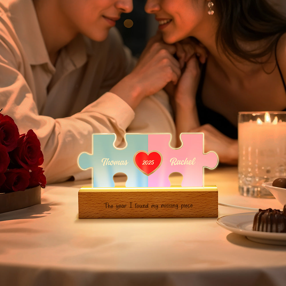 Personalised Couple Name Puzzle LED Night Light Gifts for Lover