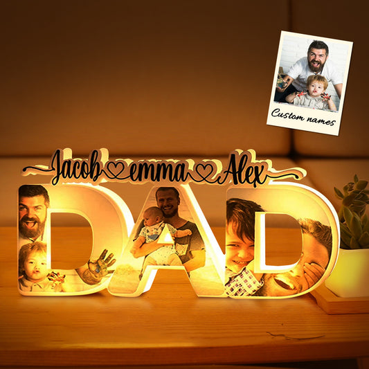 Personalised Father's Day Night Lamp Custom Acrylic Family Photo Dad Night Light with Name