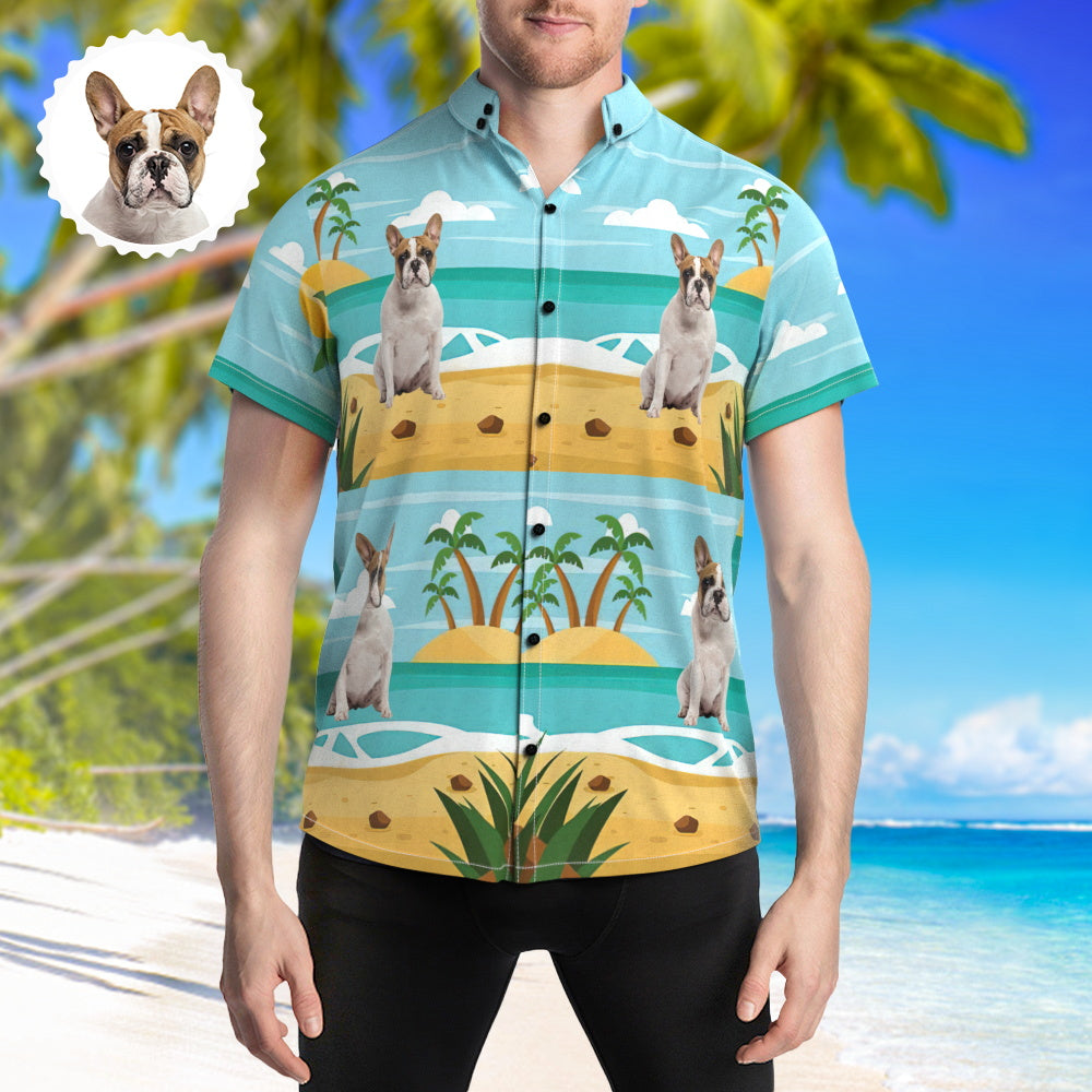 Personalised Photo Print Hawaiian Shirts Summer Beach Button Shirt