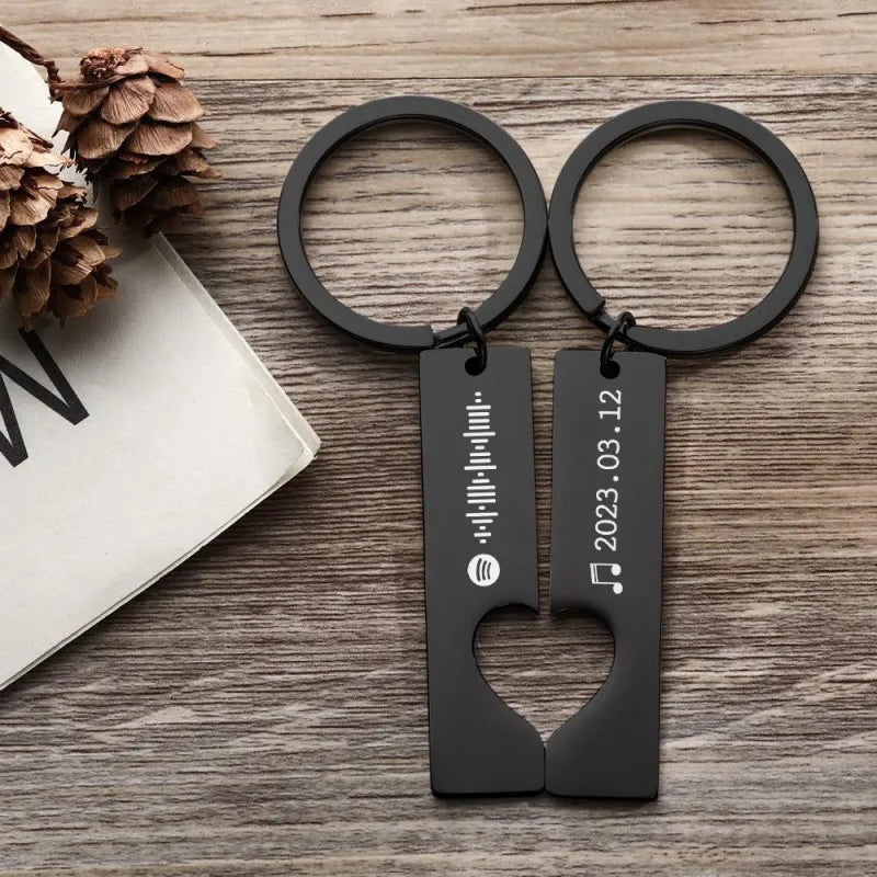 Best Gift For Friend 2 Personalised Spotify Code Keychain | Heart Cut Out Keychain