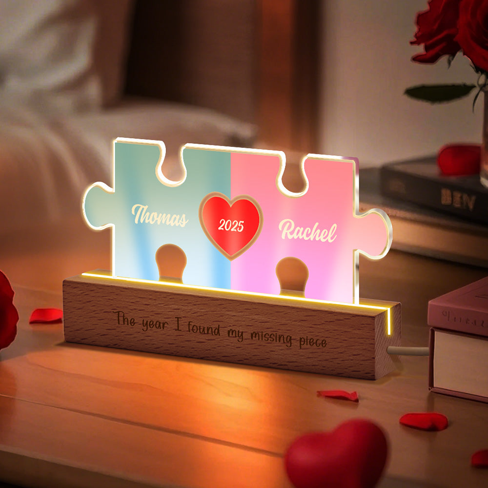 Personalised Couple Name Puzzle LED Night Light Gifts for Lover