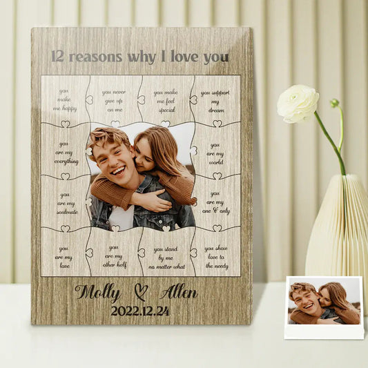 12 Reasons Why I Love You with Acrylic Photo,Personalised Valentine's Day or Romantic Anniversary Gift for Boyfriend