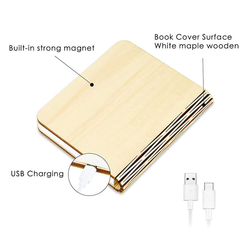 Custom Friendship Wooden Light Magnetic Folding Book Lamp