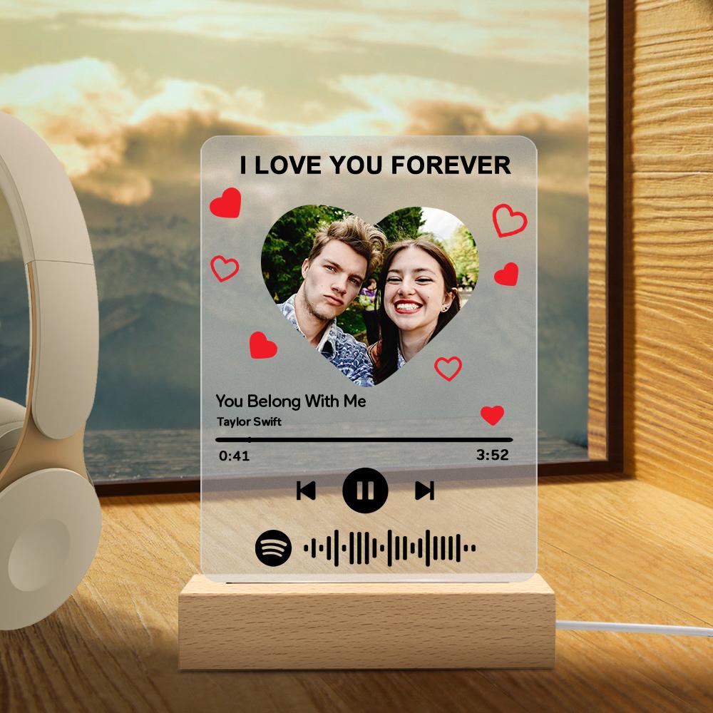 Custom Photo I am In Love Spotify Code Plaque Scannable Music Personalised Acrylic Photo Panel