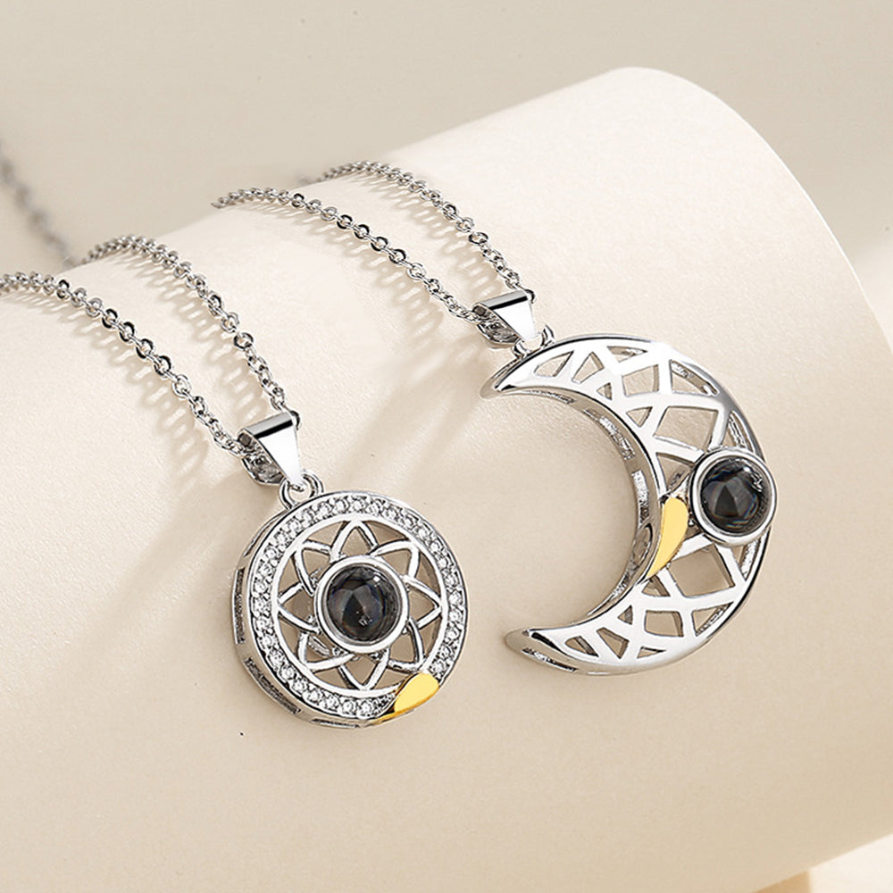 Custom Sun And Moon Couple Projection Necklace