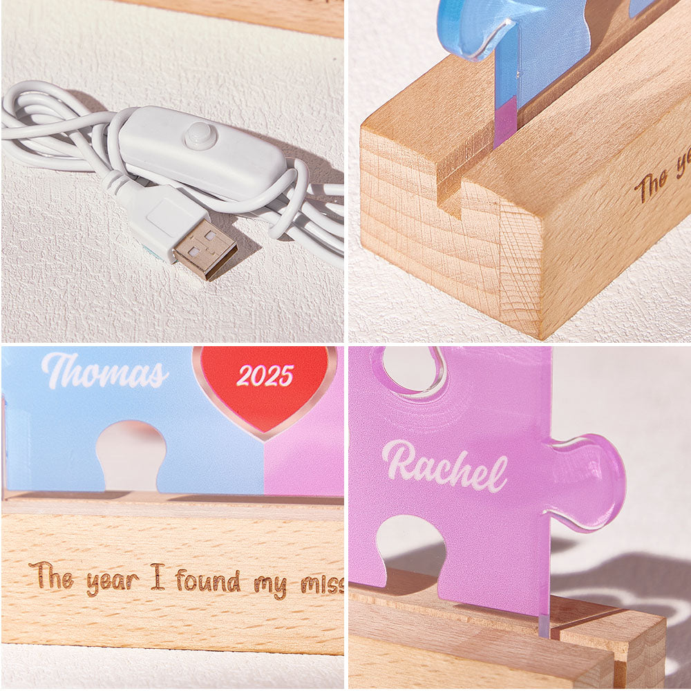 Personalised Couple Name Puzzle LED Night Light Gifts for Lover