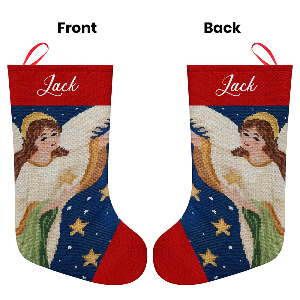 Personalized Needlepoint Christmas Stockings - Angel