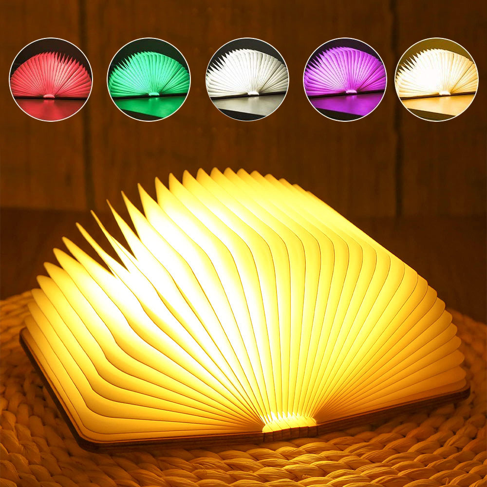 Custom Wooden Folding Book Lamp Magnetic Desk Night Light with Heart Picture