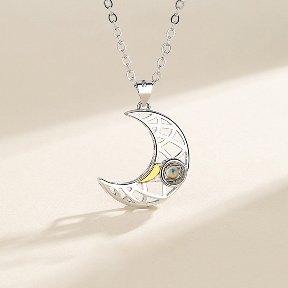 Custom Sun And Moon Couple Projection Necklace