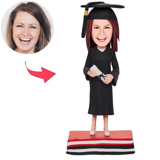 Custom Graduation Girl Bobbleheads With Engraved Text