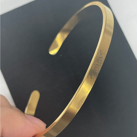 Personalised14k Gold Bangle Stainless Steel Engravable Cuff Bracelets