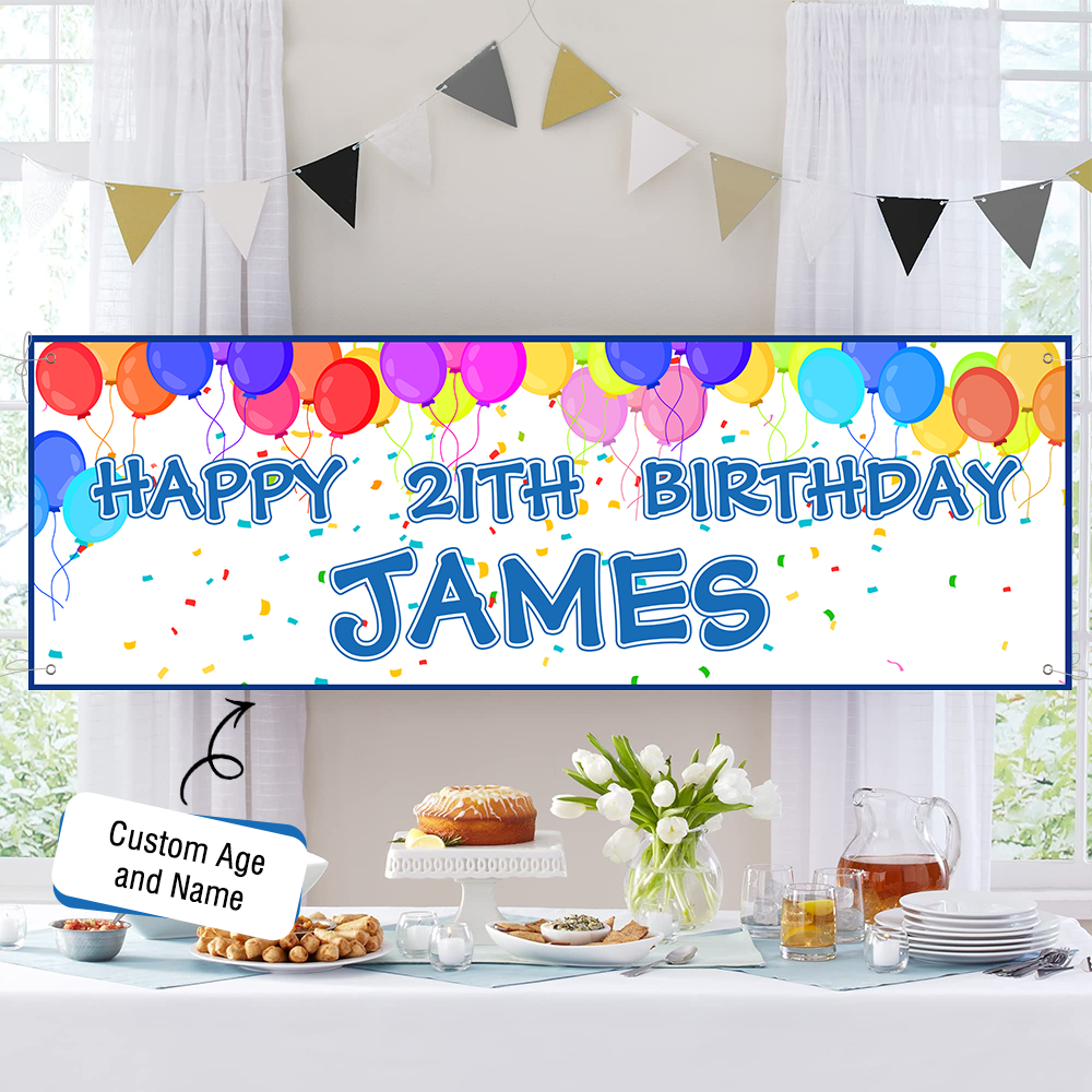 Custom Name Birthday Banner Party Backdrop Decorations