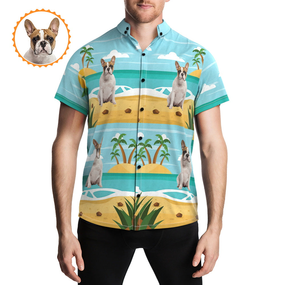 Personalised Photo Print Hawaiian Shirts Summer Beach Button Shirt