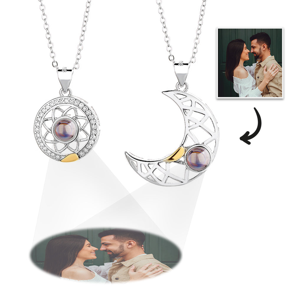 Custom Sun And Moon Couple Projection Necklace