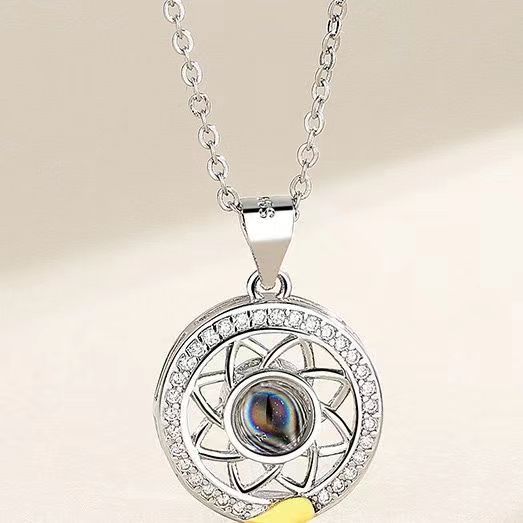 Custom Sun And Moon Couple Projection Necklace