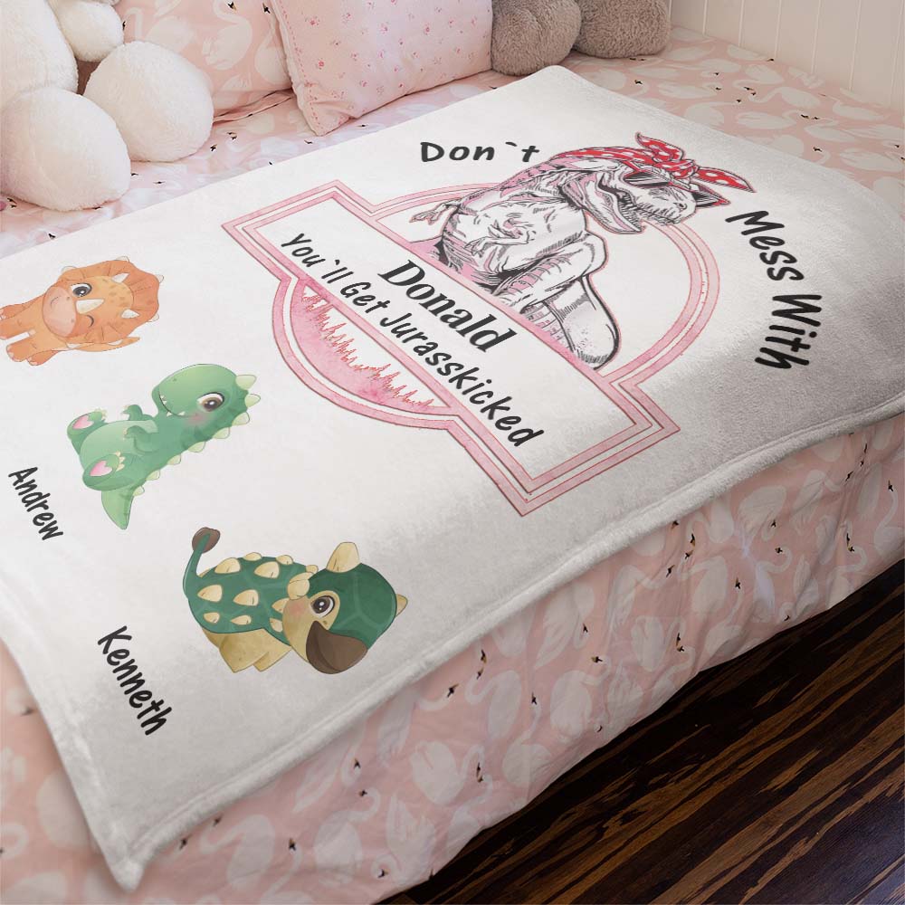 Custom Engraved Blanket Custom Dinosaurs Don't Mess With Mamasaurus Best Gift For Mother