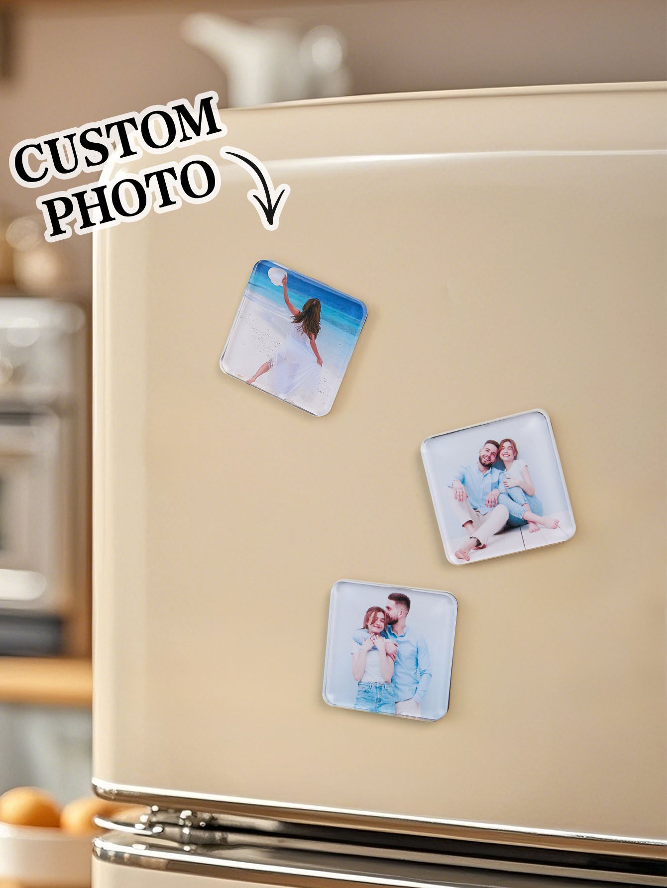 Personalised Photo Fridge Magnetic Acrylic Square Refrigerator Magnet Home Decor