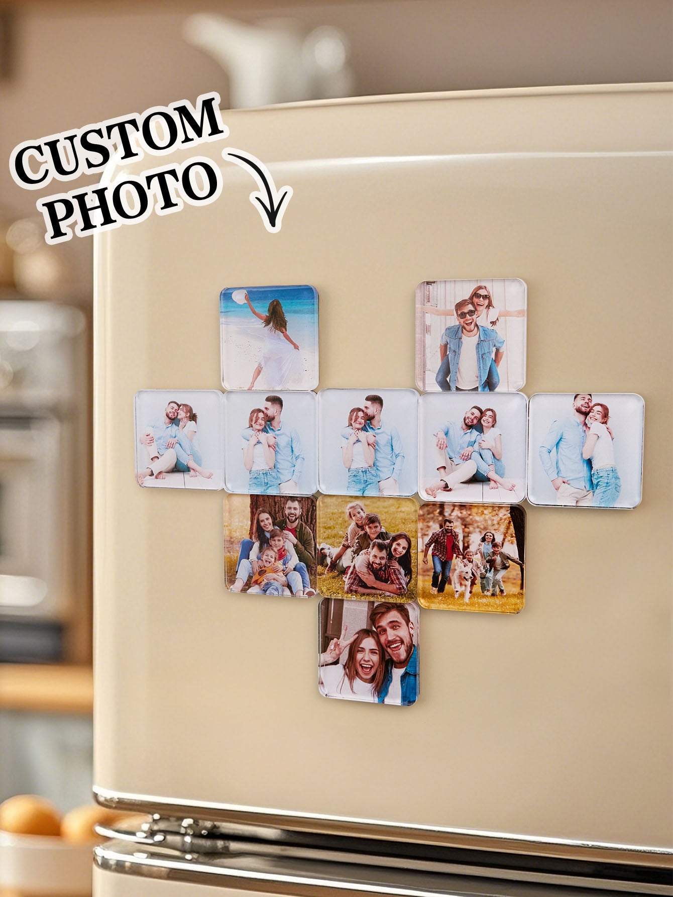 Personalised Photo Fridge Magnetic Acrylic Square Refrigerator Magnet Home Decor