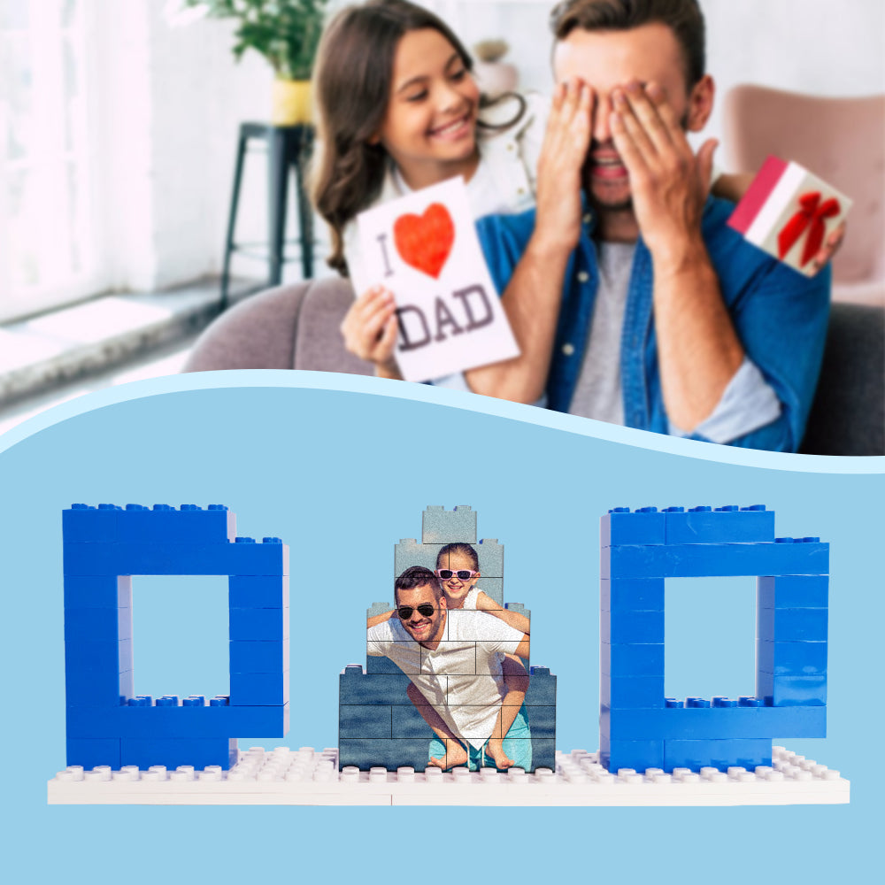 Personalised DAD and PAPA Photo Building Brick Puzzles Photo Block Father's Day Gifts