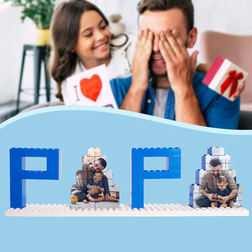 Personalised DAD and PAPA Photo Building Brick Puzzles Photo Block Father's Day Gifts