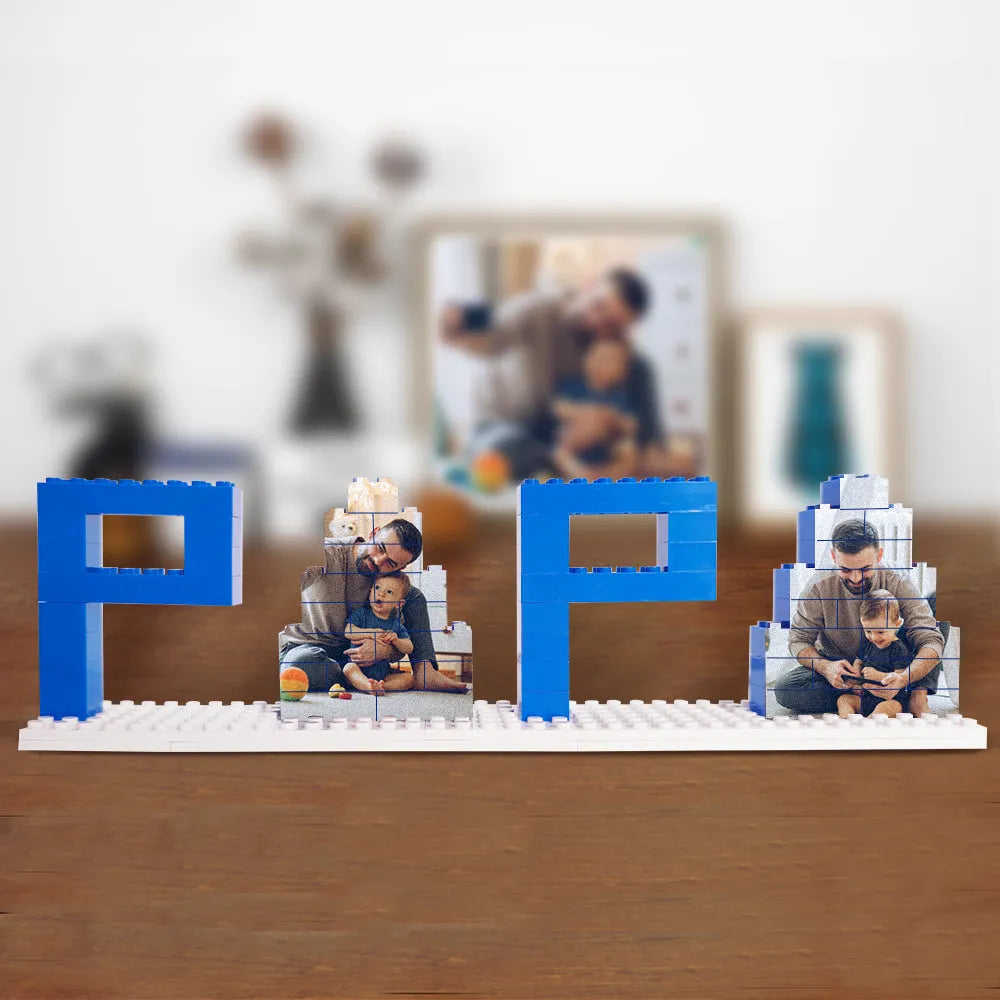 Personalised DAD and PAPA Photo Building Brick Puzzles Photo Block Father's Day Gifts