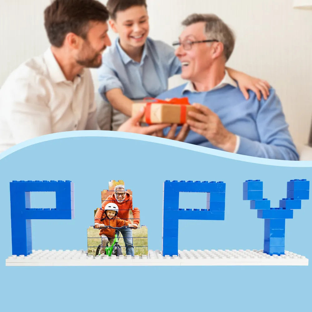 Personalised DAD and PAPA Photo Building Brick Puzzles Photo Block Father's Day Gifts