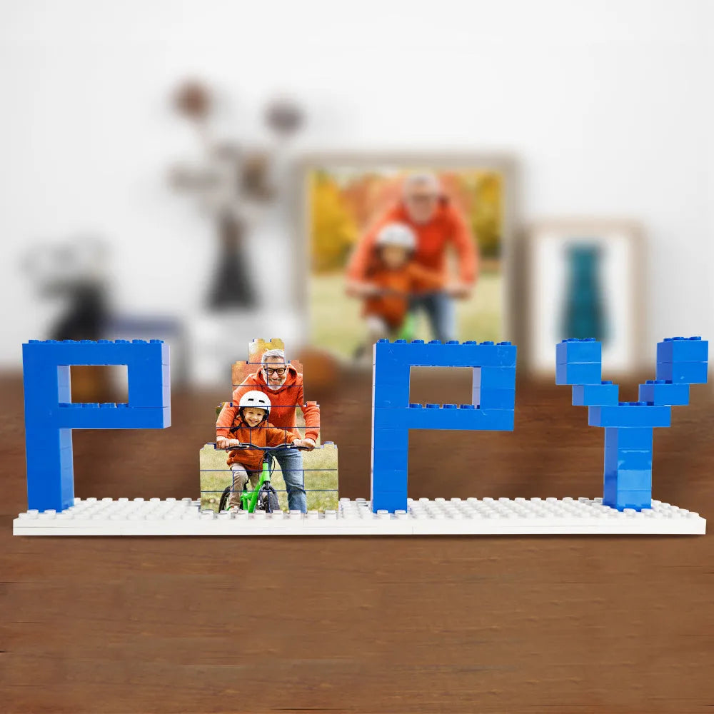 Personalised DAD and PAPA Photo Building Brick Puzzles Photo Block Father's Day Gifts