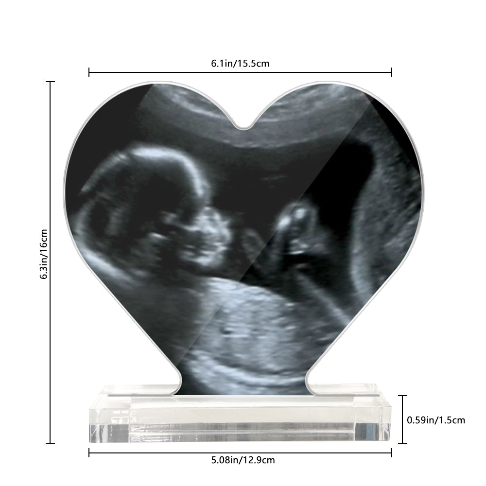 Custom Ultrasound Photo Heart Shaped Acrylic Plaque Gift for Expectant Mother