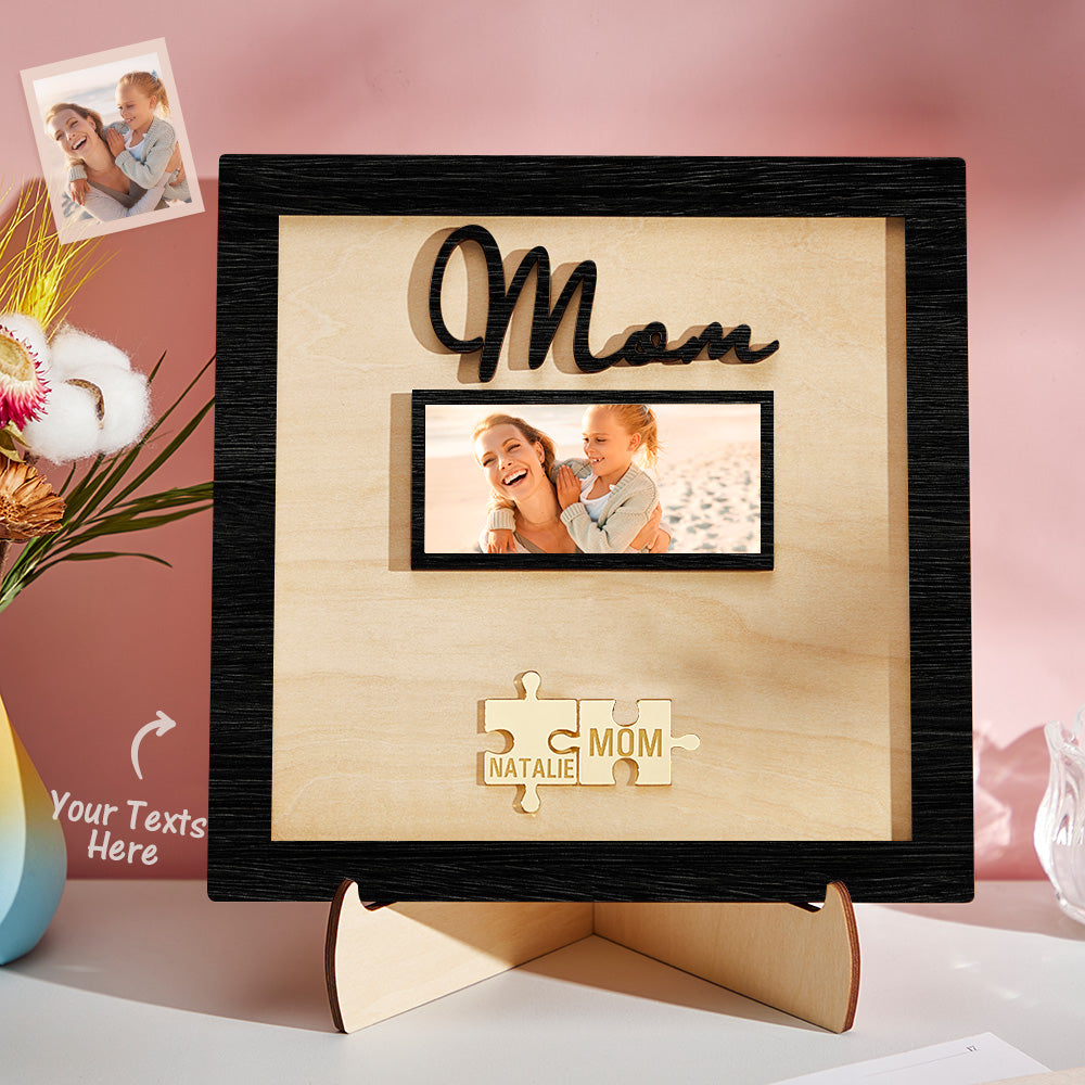 Custom Photo Engraved Ornament Mother's Day Puzzle Wooden Commemorate Gifts