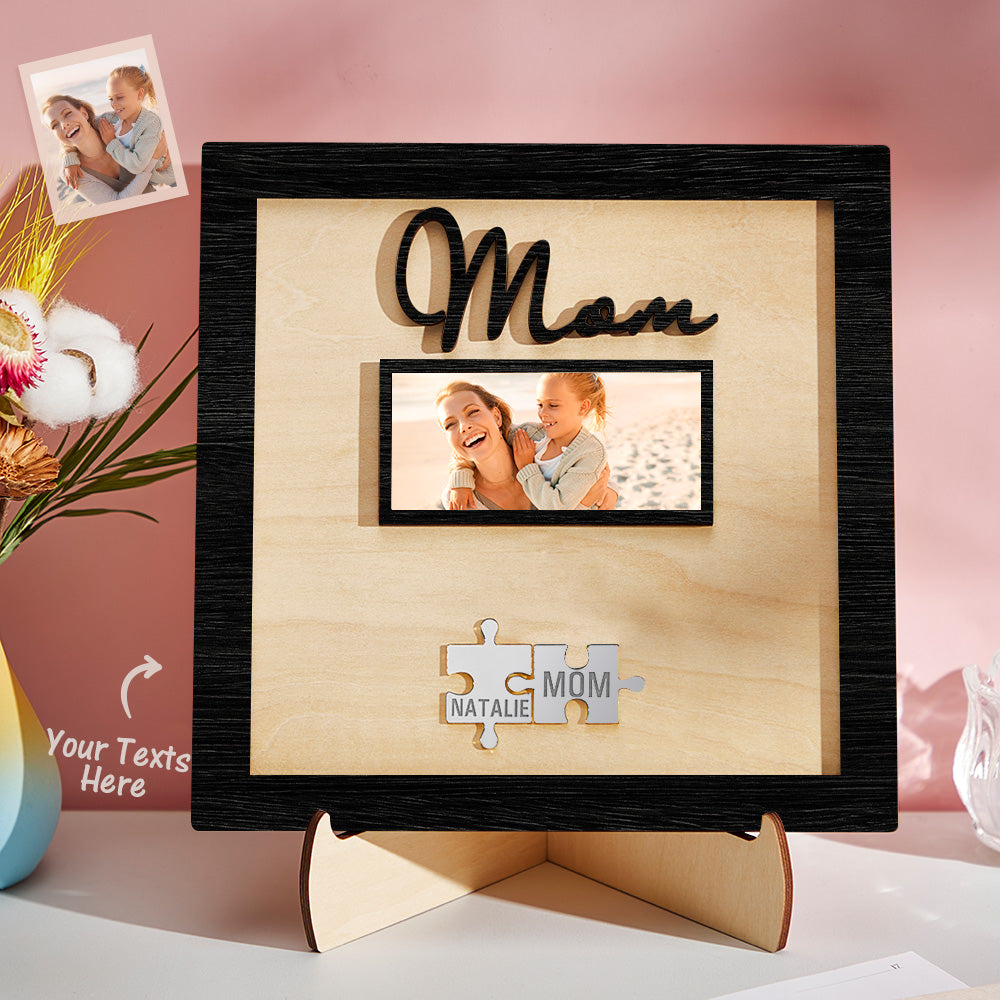 Custom Photo Engraved Ornament Mother's Day Puzzle Wooden Commemorate Gifts