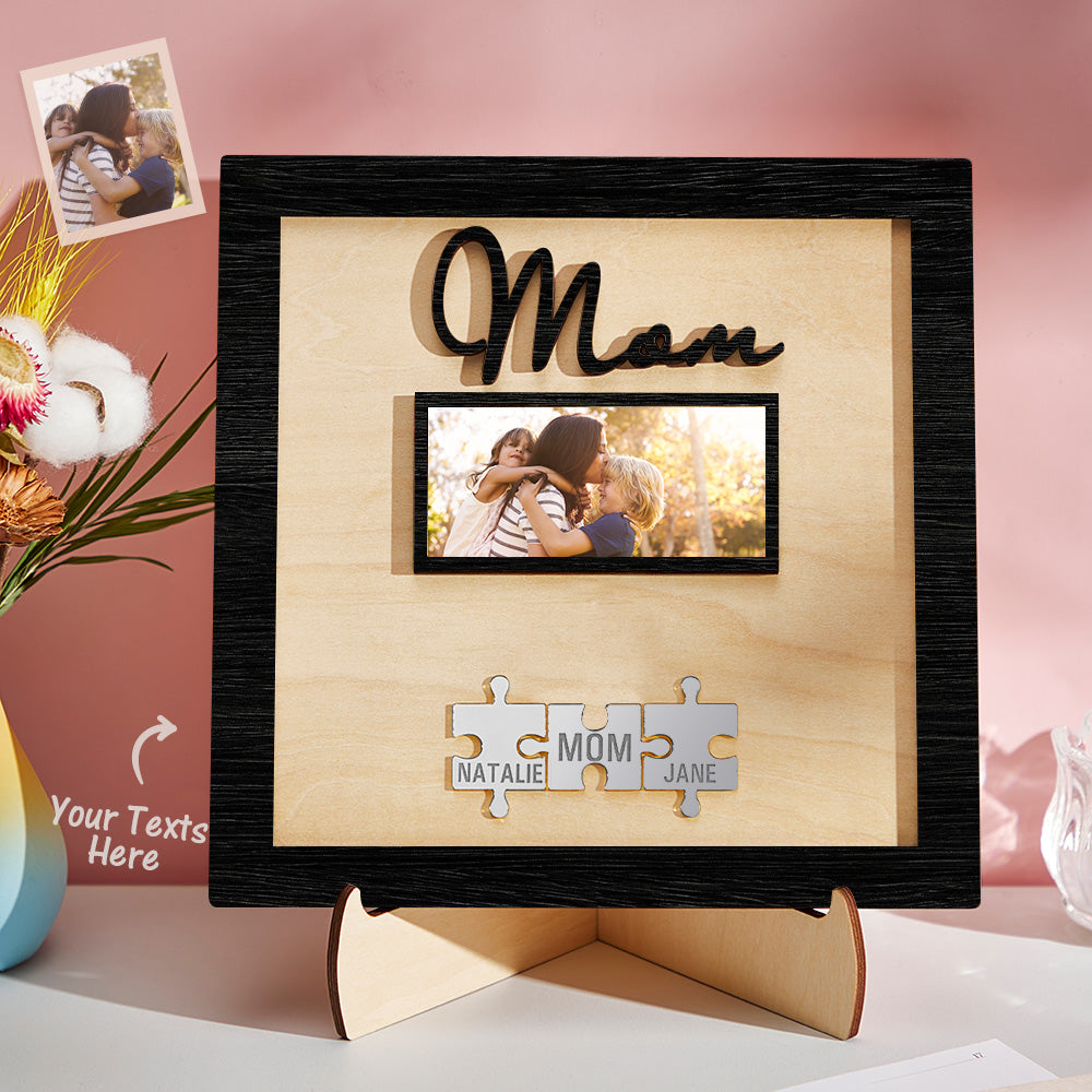 Custom Photo Engraved Ornament Mother's Day Puzzle Wooden Commemorate Gifts