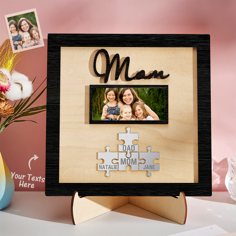 Custom Photo Engraved Ornament Mother's Day Puzzle Wooden Commemorate Gifts