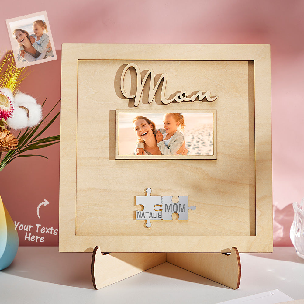 Custom Photo Engraved Ornament Mother's Day Puzzle Wooden Commemorate Gifts