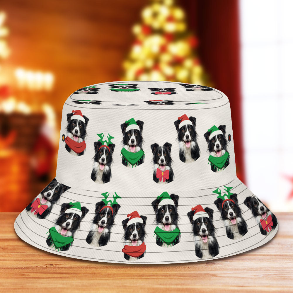 Custom Pet Christmas Bucket Hat Unisex Summer Beach Cap