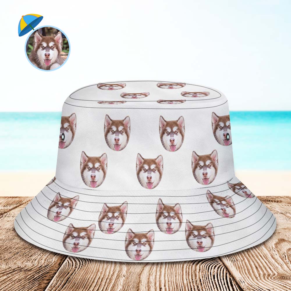 Custom Your Photo Face Summer Bucket Hat Fisherman Hat - White