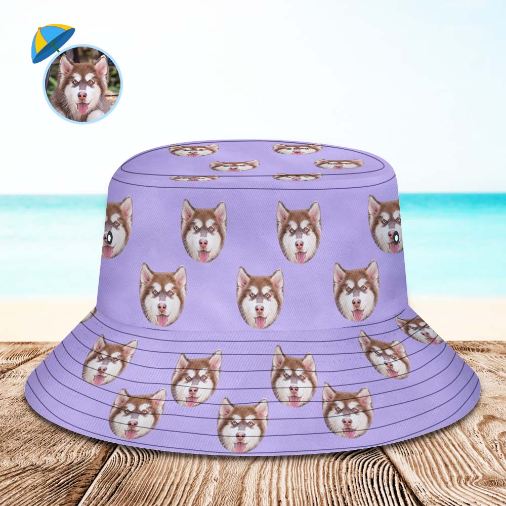 Custom Your Photo Face Summer Bucket Hat Fisherman Hat - Purple