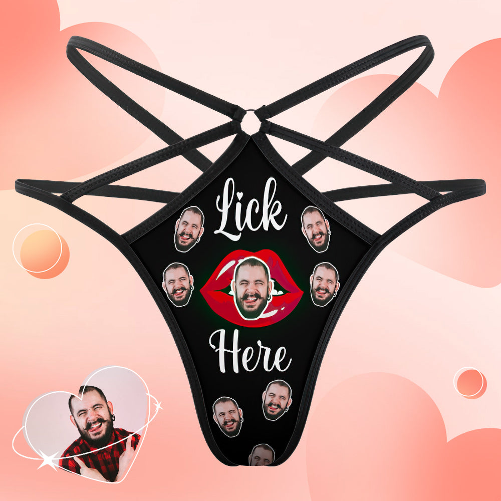 Custom Face Thong Personalised Red Kiss Women's Funny Thongs Gift for Her