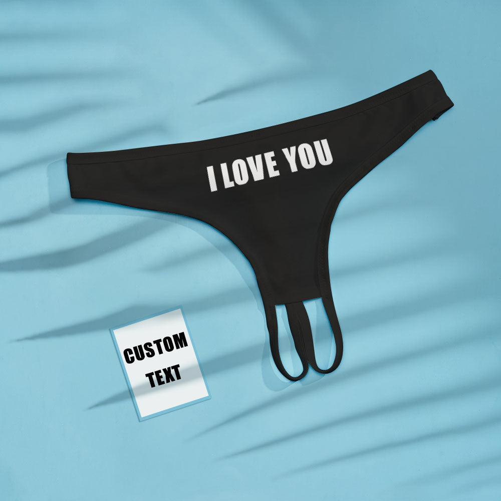 Custom Text Crotchless Panty Naughty Women Underwear Gift for Her