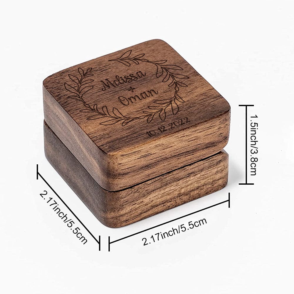 Engraved Wooden Ring Box Custom Ring Box Anniversary Gift For Her