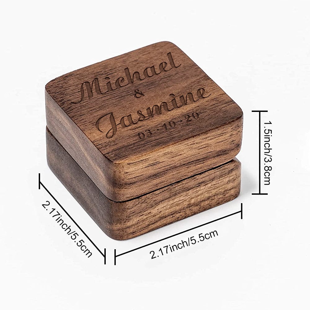 Engraved Wooden Ring Box Custom Ring Box Anniversary Gift For Her