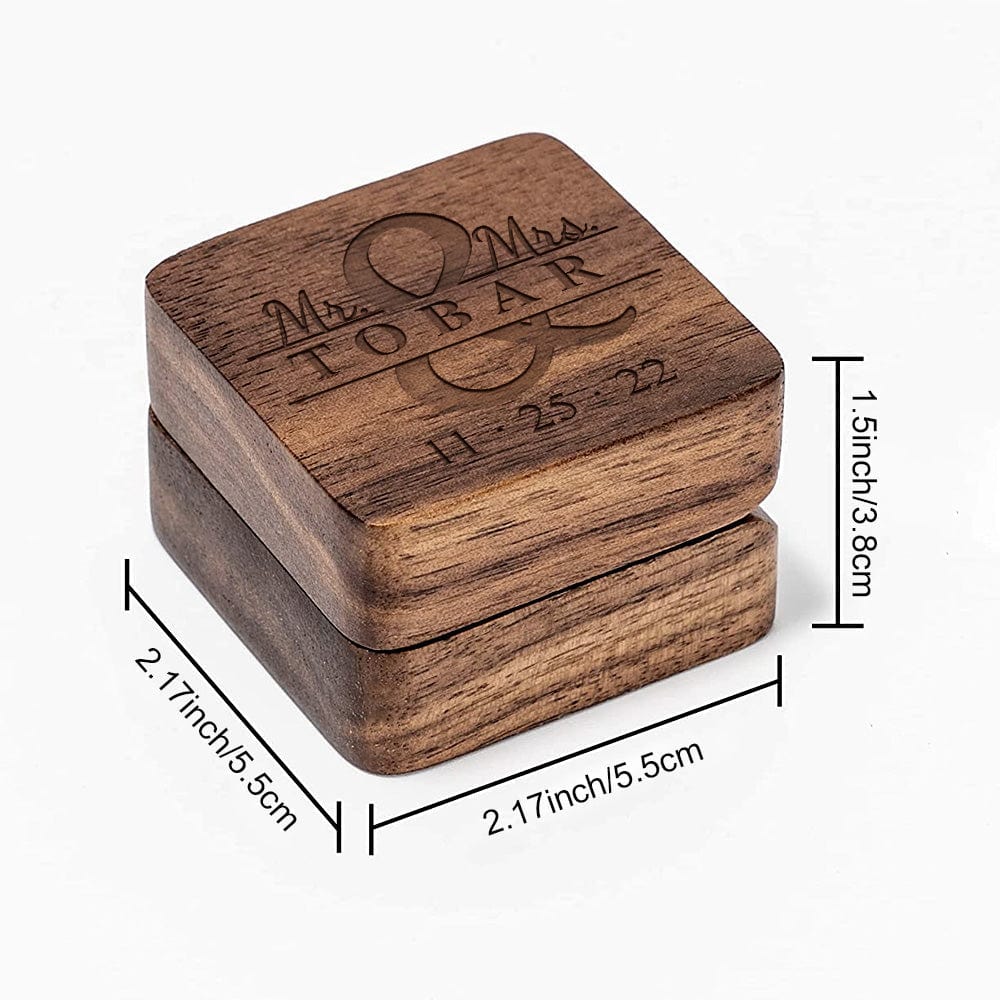 Engraved Wooden Ring Box Custom Ring Box Anniversary Gift For Her