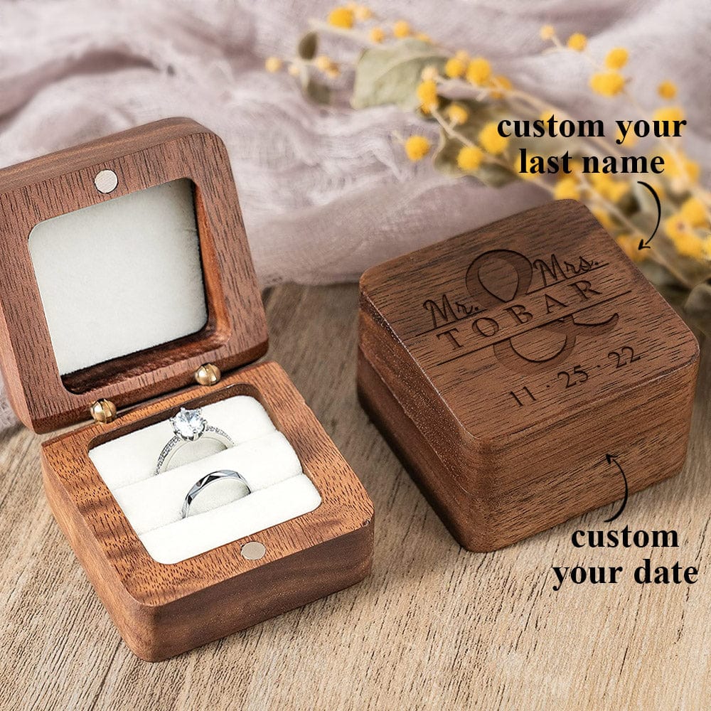 Engraved Wooden Ring Box Custom Ring Box Anniversary Gift For Her