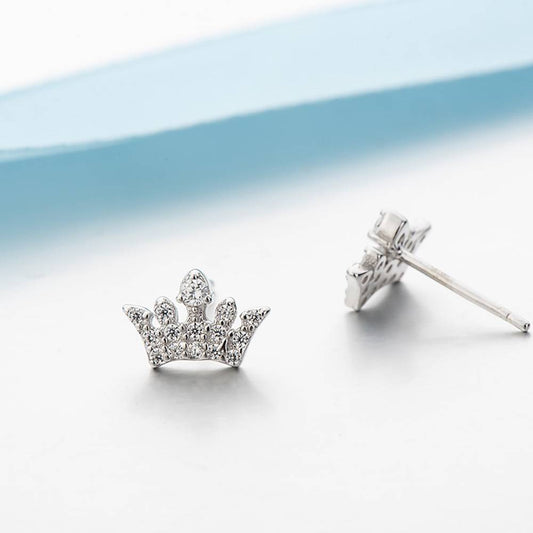 Crown Stud Earrings 925 Sterling Silver