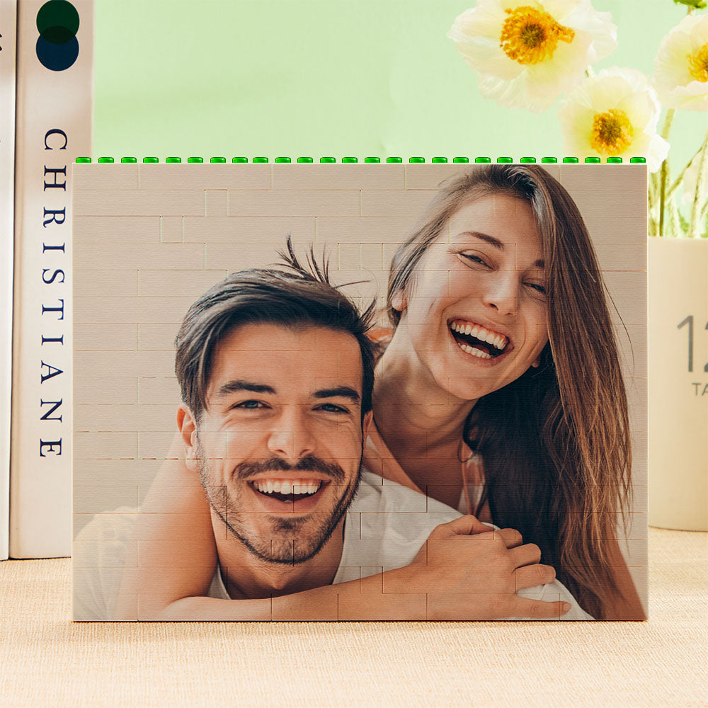 Custom Green Building Block Puzzle Horizontal Photo Bricks for Lover